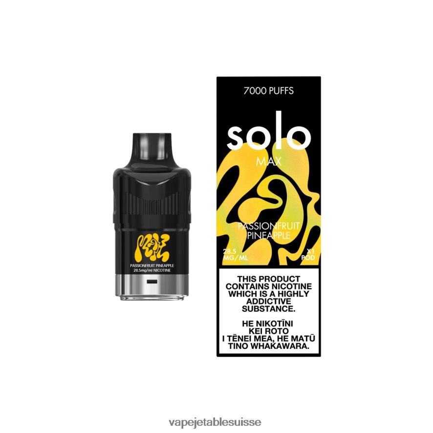 Vape Jetable Suisse - Solo MAX cosse 26LPZN81 Ananas fruit de la passion