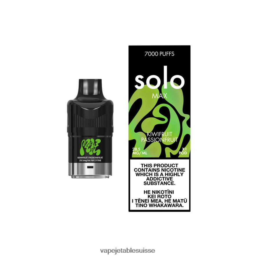 Vape Jetable Suisse - Solo MAX cosse 26LPZN90 kiwi fruit de la passion