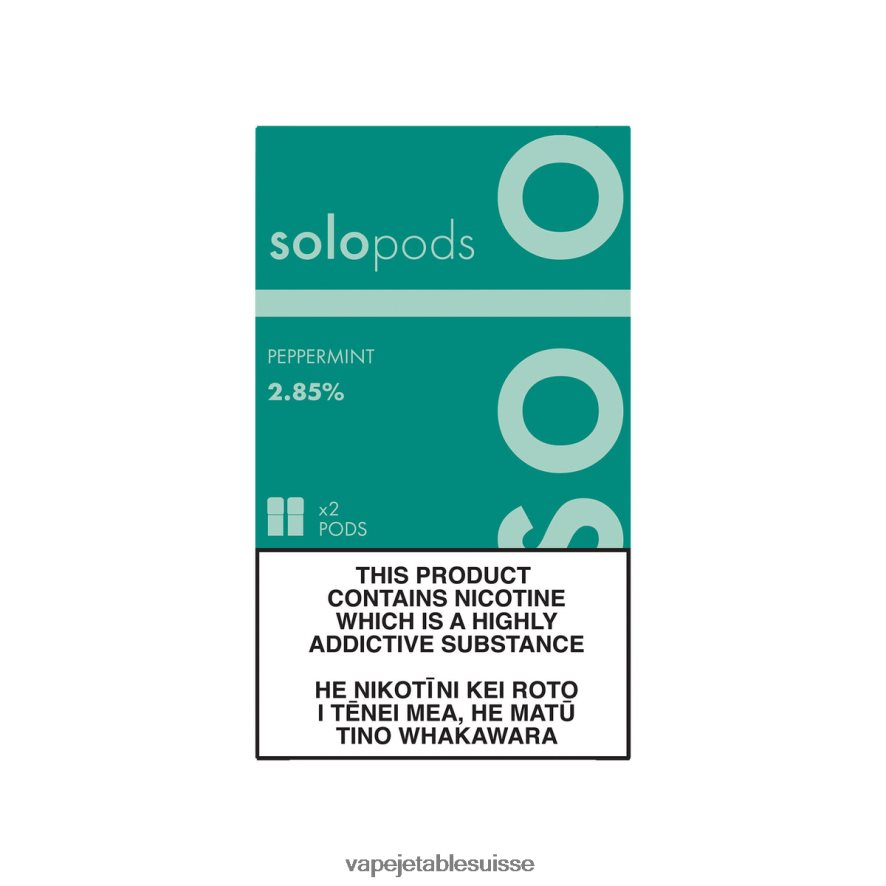 Vape Jetable Suisse - Solo pack de 2 dosettes de remplacement 26LPZN63 menthe poivrée