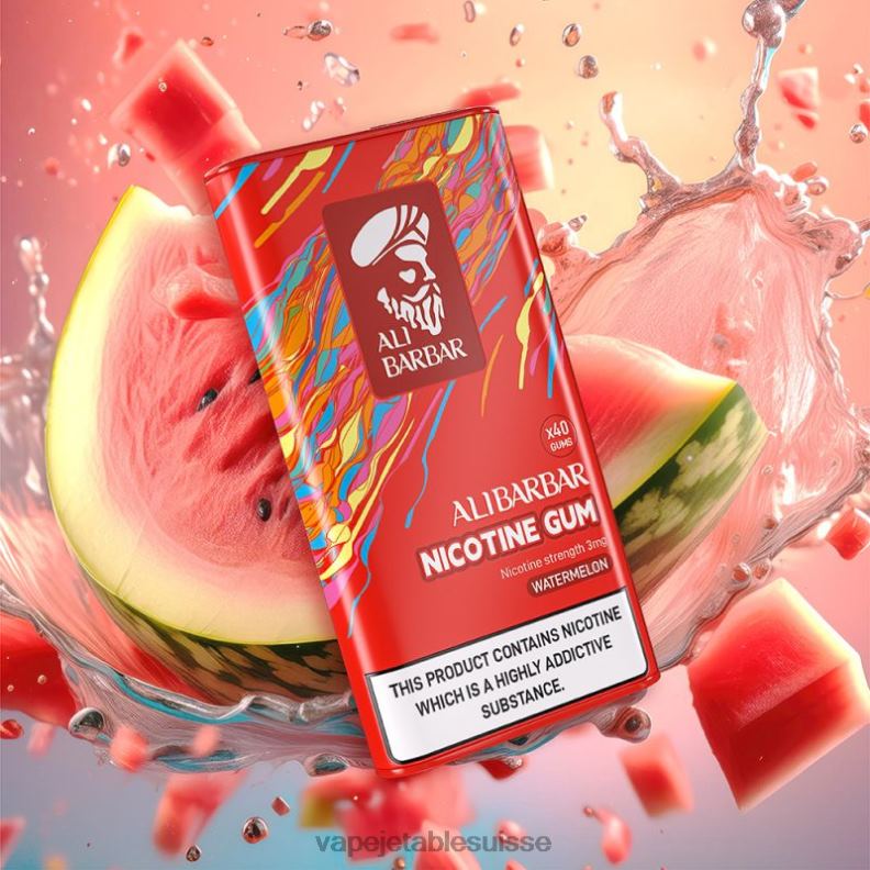 Vape Jetable Suisse - Alibarbar gomme à la nicotine pastèque 2RRNF103