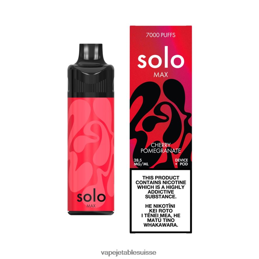 Vape Jetable Suisse - Solo MAX kit de dosettes 26LPZN66 grenade cerise