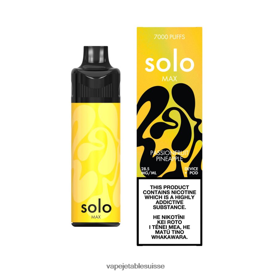 Vape Jetable Suisse - Solo MAX kit de dosettes 26LPZN69 Ananas fruit de la passion