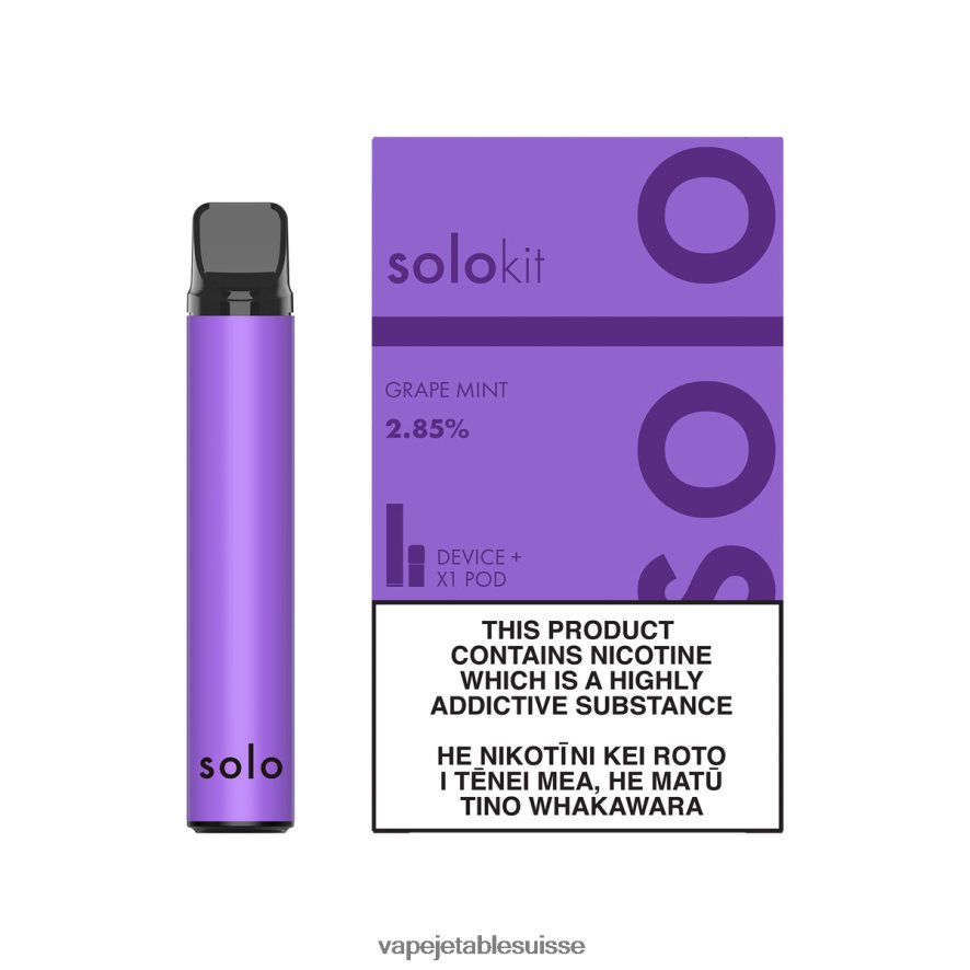 Vape Jetable Suisse - Solo kit de dosettes 26LPZN45 menthe raisin