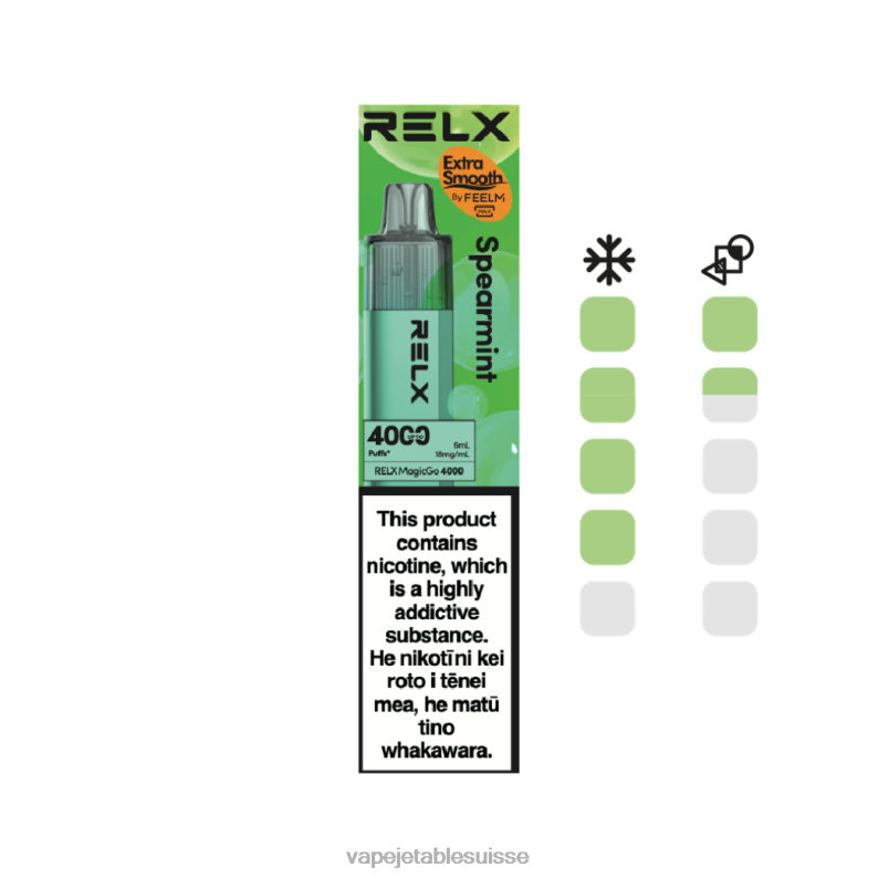 Vape Jetable Suisse - RELX MagicGo 4000 vapes jetables menthe verte HTJ863