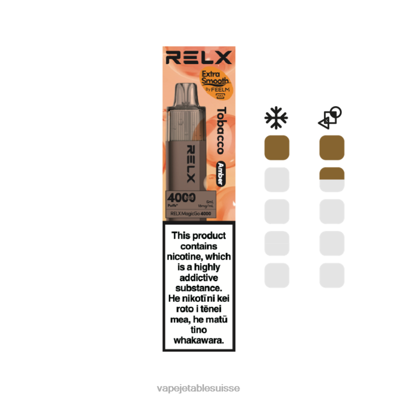 Vape Shop Geneve - RELX MagicGo 4000 vapes jetables tabac (ambre) HTJ865