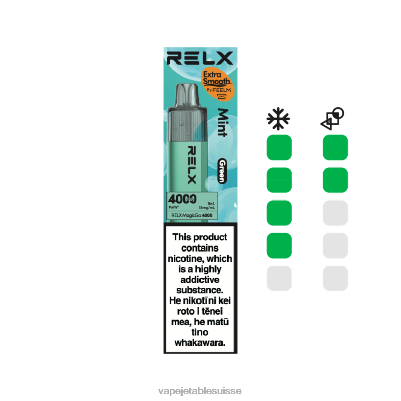 Vape Suisse - RELX MagicGo 4000 vapes jetables menthe (verte) HTJ864
