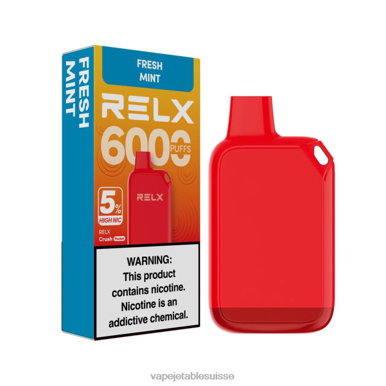 Vape Shop Geneve - RELX Crush Pocket 6000 5 % de nic élevé menthe fraîche HTJ8629