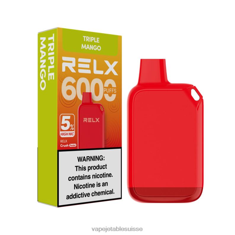 Vape Shop Geneve - RELX Crush Pocket 6000 5 % de nic élevé triple mangue HTJ8626