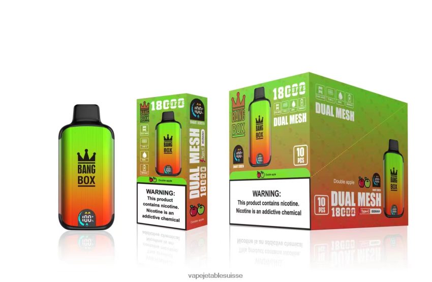 Vape Jetable Suisse - Bang Box 18000 bouffées 4LVJJB93 double pomme