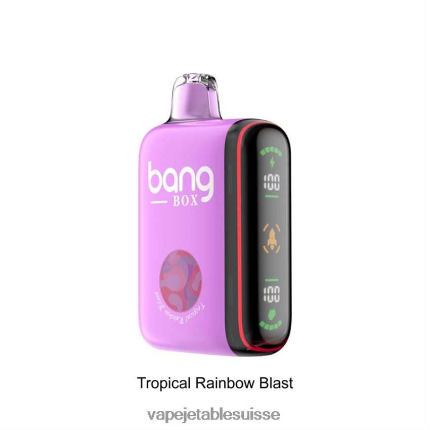 Vape Jetable Suisse - Bang Box Affichage de puissance intelligent de 9 000 à 18 000 bouffées 4LVJJB36 explosion d'arc-en-ciel tropical