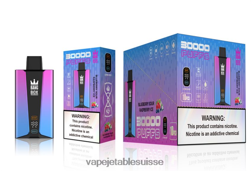 Vape Jetable Suisse - Bang Box Écran intelligent de 30 000 bouffées 4LVJJB81 glace à la myrtille et à la framboise