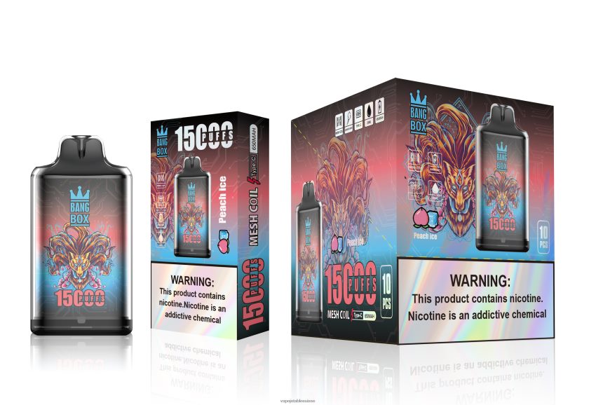 Vape Jetable Suisse - Bang Box s1-15000 bouffées 4LVJJB102 glace à la pêche