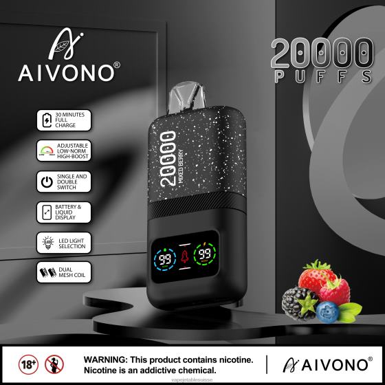 Vape Jetable Suisse - baies mélangées Aivono AIM magic 20000 2840878