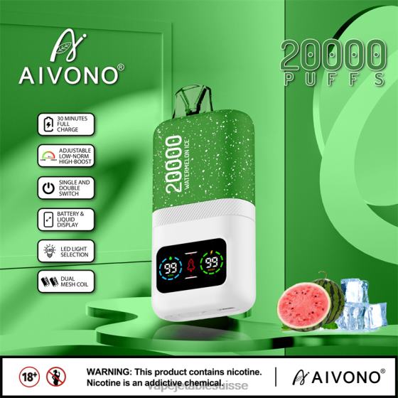 Vape Jetable Suisse - glace à la pastèque Aivono AIM magic 20000 2840875