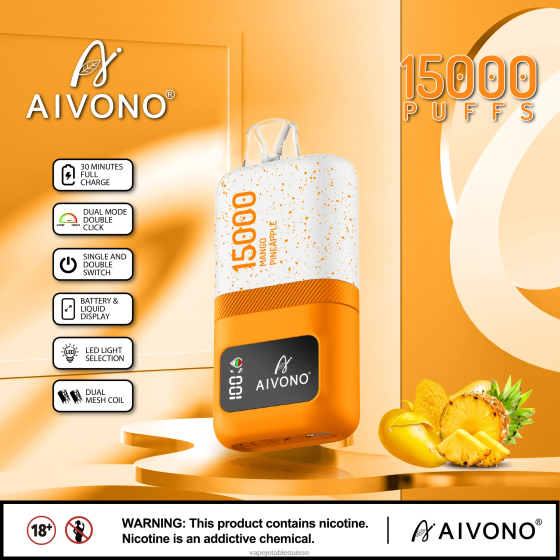 Vape Jetable Suisse - mangue ananas Aivono AIM magic 15000 2840869