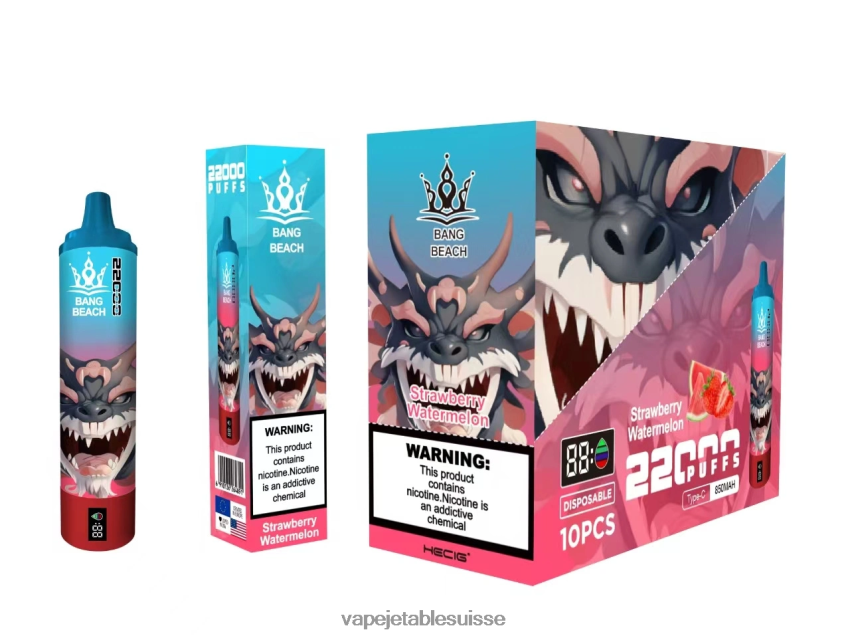 Vape Shop Geneve - Bang Beach Écran intelligent de 22 000 bouffées 4LVJJB23 pastèque fraise