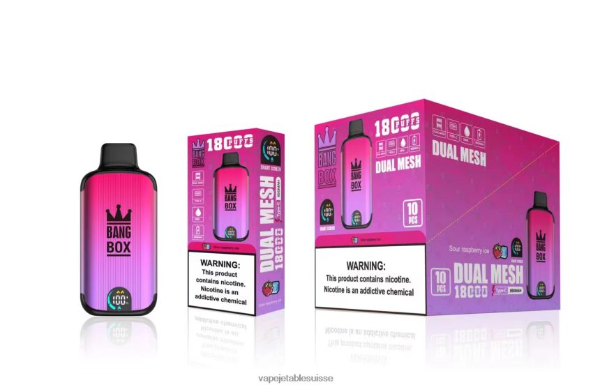 Vape Shop Geneve - Bang Box 18000 bouffées 4LVJJB98 glace à la framboise aigre