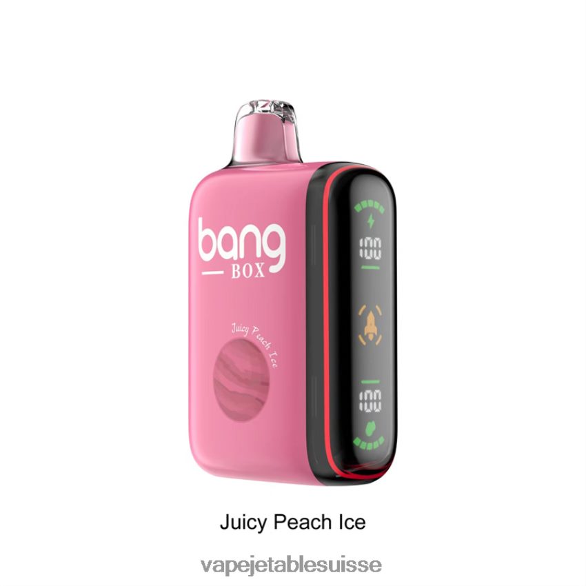 Vape Shop Geneve - Bang Box Affichage de puissance intelligent de 9 000 à 18 000 bouffées 4LVJJB29 glace à la pêche juteuse