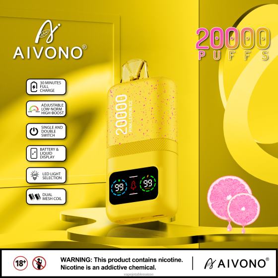 Vape Shop Geneve - glace au citron rose Aivono AIM magic 20000 2840883