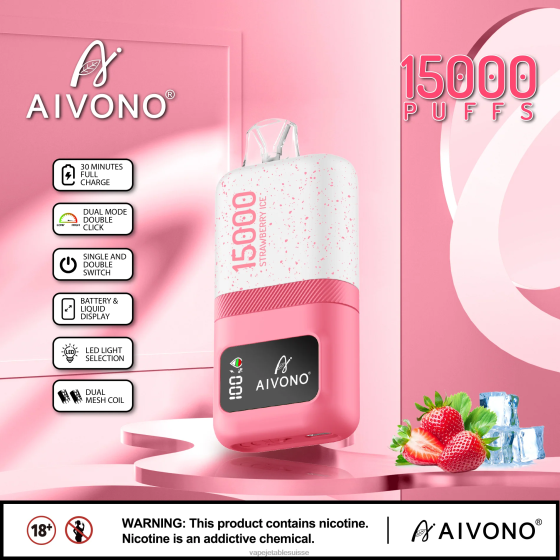 Vape Shop Geneve - glace à la fraise Aivono AIM magic 15000 2840871