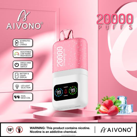 Vape Shop Geneve - glace à la fraise Aivono AIM magic 20000 2840874