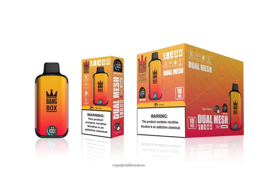 Vape Suisse - Bang Box 18000 bouffées 4LVJJB94 sang de tigre