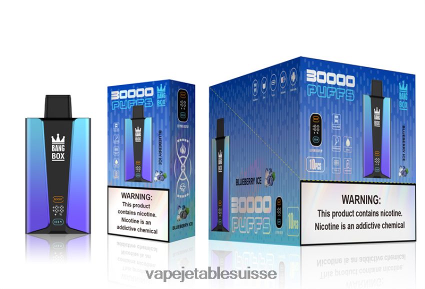 Vape Suisse - Bang Box Écran intelligent de 30 000 bouffées 4LVJJB79 glace aux myrtilles