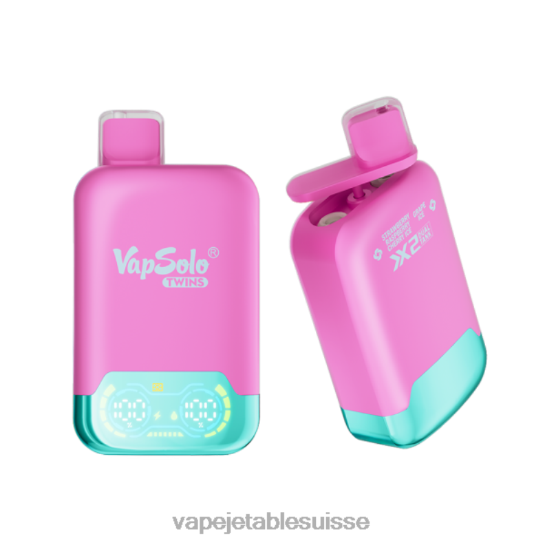 Vape Suisse - Vapsolo TWINS vape jetable glace fraise framboise cerise & glace raisin 2RRNF145