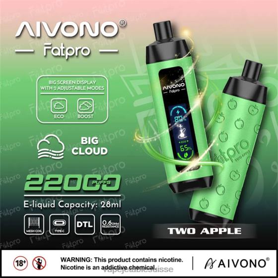 Vape Suisse - deux pommes Aivono Fatpro 22000 284081