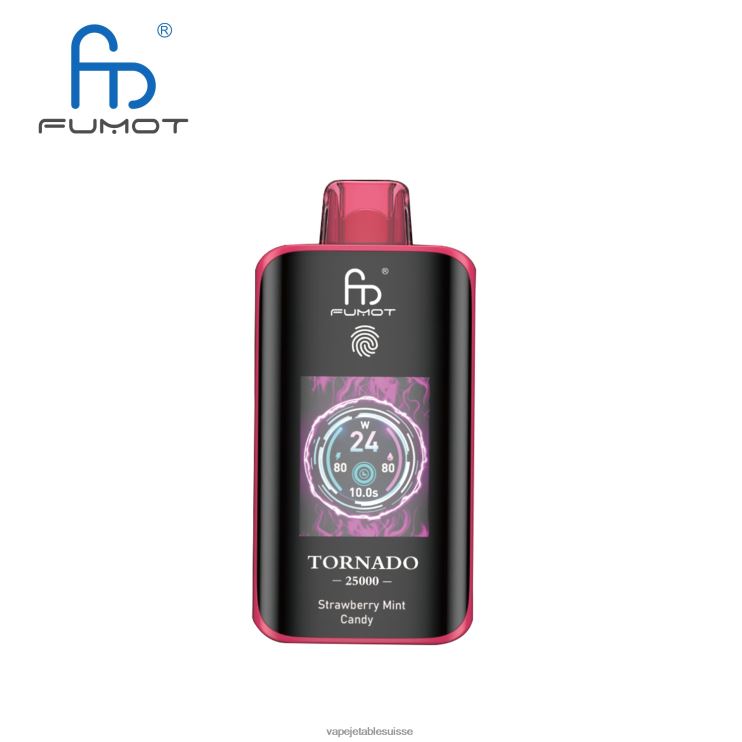 Vape Jetable Suisse - bonbons à la menthe et aux fraises Fumot Tornado 25000 vapes jetables R086RP15