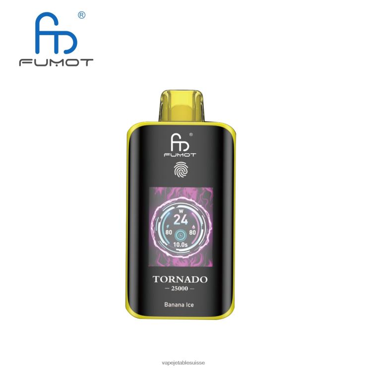 Vape Suisse - glace à la banane Fumot Tornado 25000 vapes jetables R086RP1