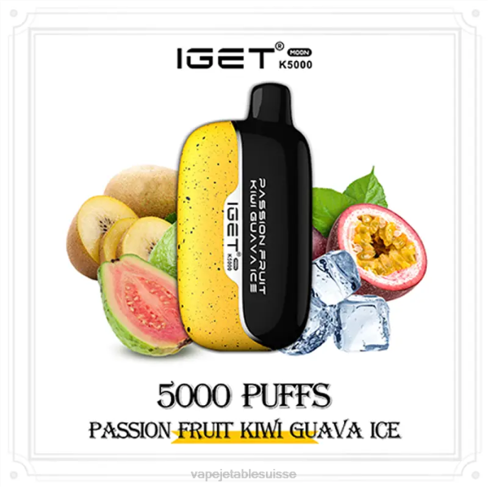 Vape Shop Geneve - fruit de la passion kiwi goyave glace IGET Moon k5000 RN802