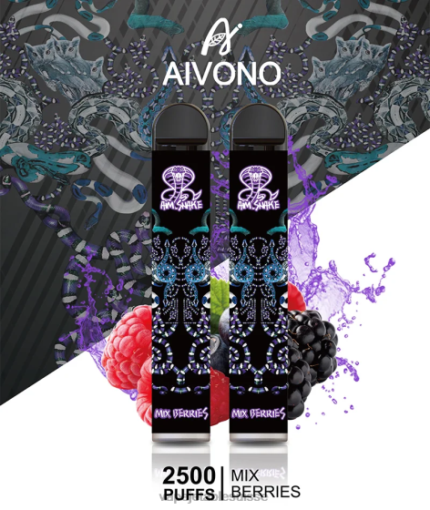 Vape Jetable Suisse - mélanger les baies Aivono AIM SNAKE 2500 28408312