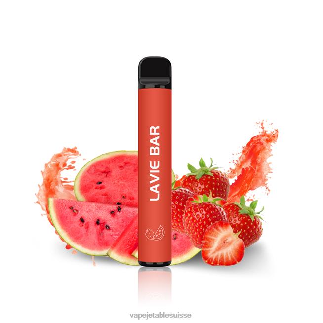 Vape Jetable Suisse - fraise pastèque 0NJ60327 LAVIE BAR Version 2% 800 bouffées