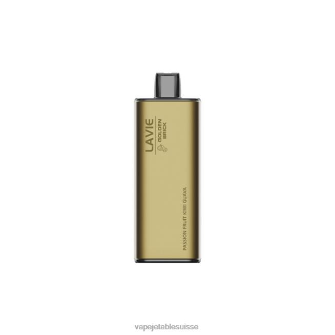 Vape Jetable Suisse - fruit de la passion kiwi goyave 0NJ6063 LAVIE GOLDEN BRICK 10000 bouffées
