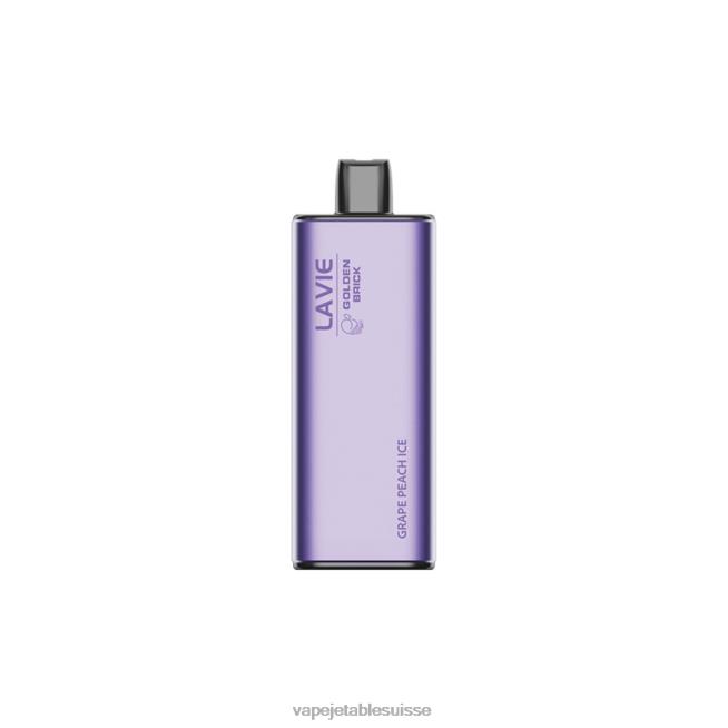 Vape Jetable Suisse - glace aux raisins et aux pêches 0NJ6060 LAVIE GOLDEN BRICK 10000 bouffées