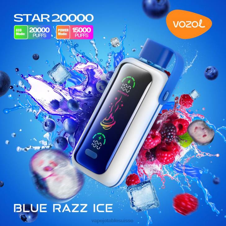 Vape Jetable Suisse - glace bleue VOZOL STAR 20000 LZ244