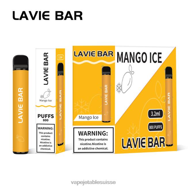 Vape Jetable Suisse - glace à la mangue 0NJ60309 LAVIE BAR 800 bouffées