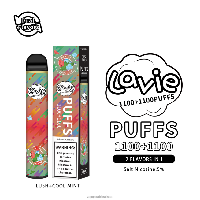 Vape Jetable Suisse - menthe luxuriante/fraîche 0NJ60294 LAVIE BAR Switch 2200 bouffées