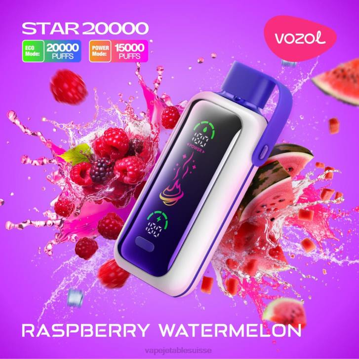 Vape Jetable Suisse - pastèque framboise VOZOL STAR 20000 LZ2419
