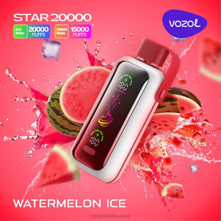 Vape Sans Nicotine - glace à la pastèque VOZOL STAR 20000 LZ243