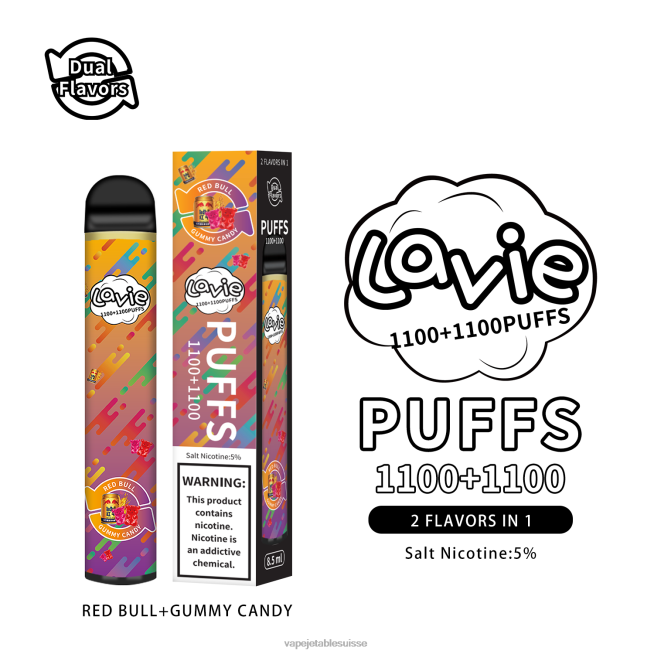 Vape Shop Geneve - Red Bull/bonbons gommeux 0NJ60299 LAVIE BAR Switch 2200 bouffées