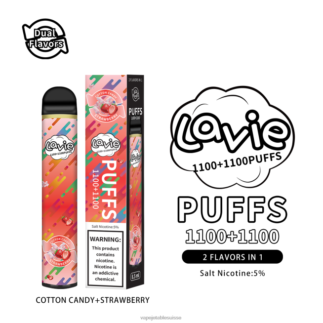 Vape Shop Geneve - barbe à papa/fraise 0NJ60293 LAVIE BAR Switch 2200 bouffées