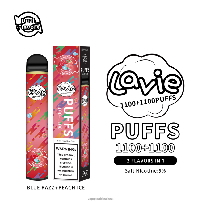 Vape Suisse - glace bleue/pêche 0NJ60298 LAVIE BAR Switch 2200 bouffées