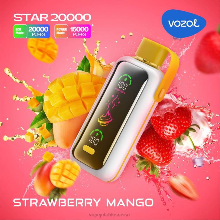 Vape Suisse - mangue fraise VOZOL STAR 20000 LZ241
