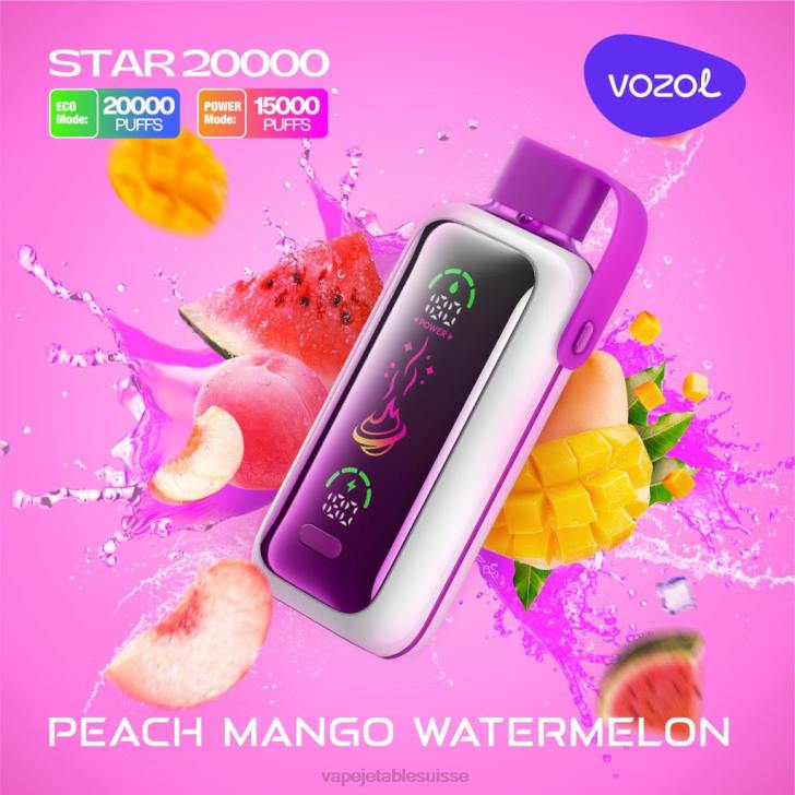 Vape Suisse - pêche, mangue, pastèque VOZOL STAR 20000 LZ2416